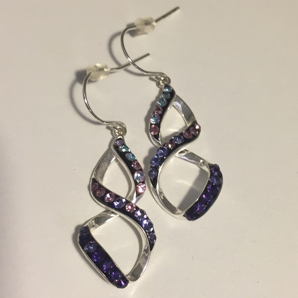 Sterling Silver Purple Crystal Earrings